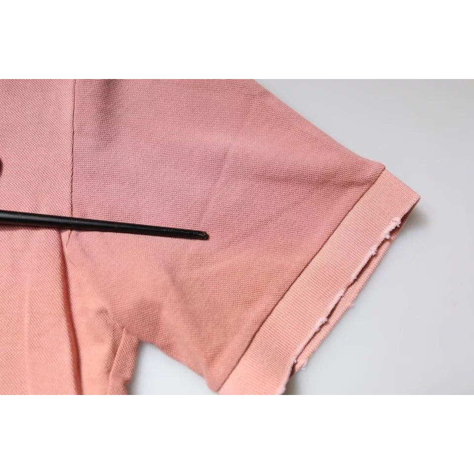 Dolce & Gabbana Pink Crown Collared Short Sleeve Polo T-shirt