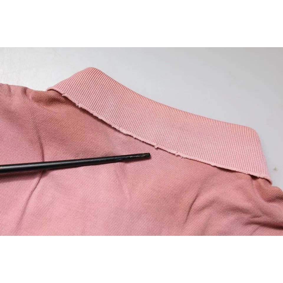 Dolce & Gabbana Pink Crown Collared Short Sleeve Polo T-shirt