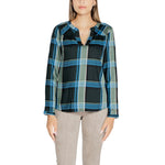Street One Green Viscose Blouse for women, fall/winter collection, 100% viscose, plaid pattern, long sleeve shirt, elegant style