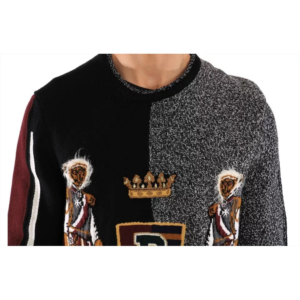 Dolce & Gabbana Multicolor KING Knight Monkey Knitted Cashmere Wool Sweater