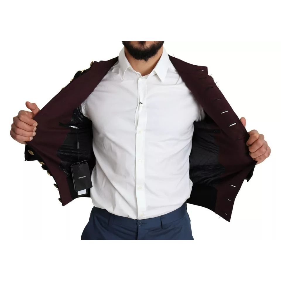 Dolce & Gabbana Black Button Embellished Military Jacket