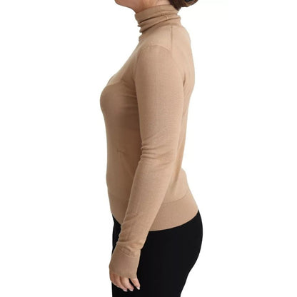 Dolce & Gabbana Beige Cashmere Silk Turtleneck Pullover Sweater