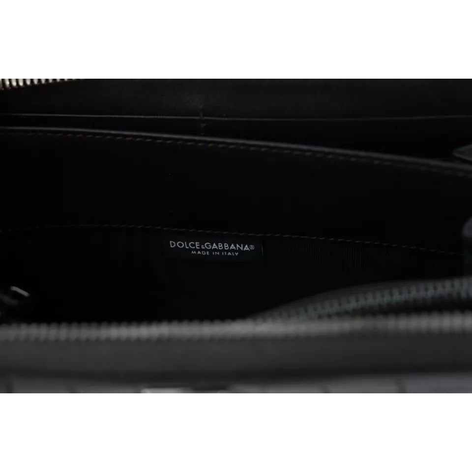 Dolce & Gabbana Brown Exotic Leather Zip Around Continental Clutch Wallet VAS12503