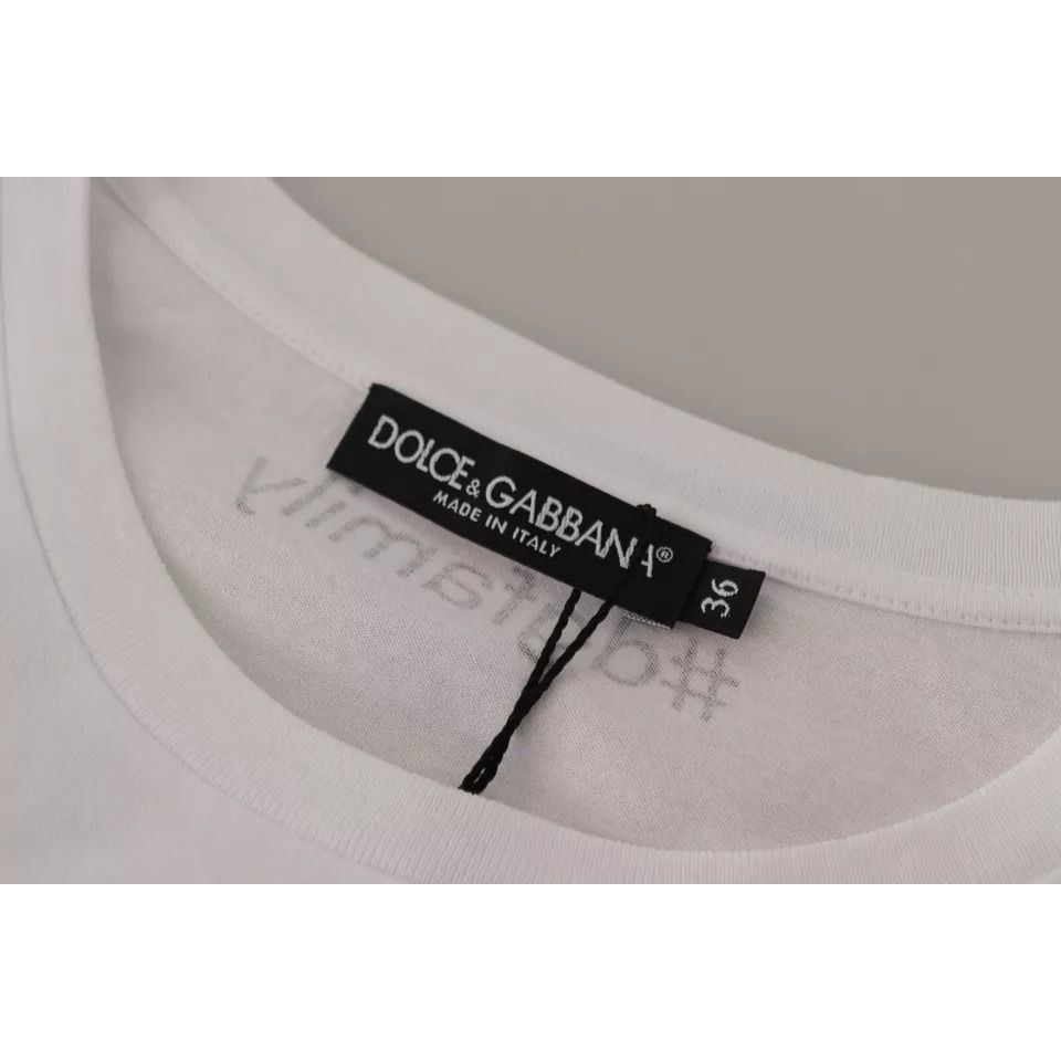 Dolce & Gabbana White #DGFamily Patch Top Cotton T-shirt