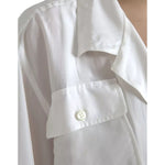 Dolce & Gabbana White Silk Collared 3/4 Sleeves Blouse Top