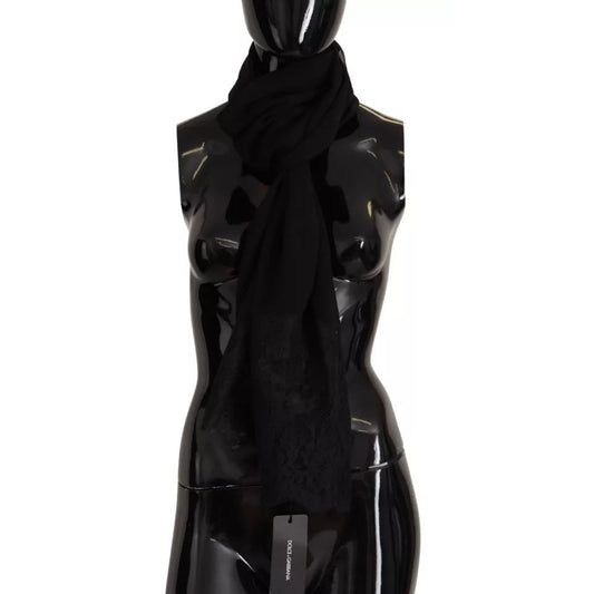 Dolce & Gabbana Brown Silk Wrap Shawl Floral Lace Scarf