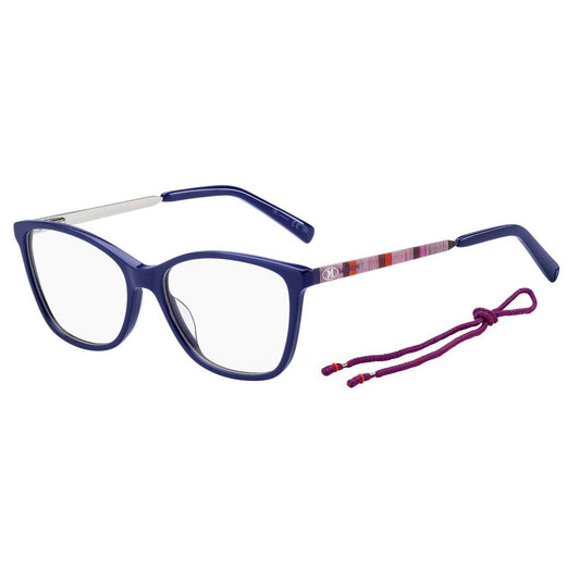 M Missoni Blue Acetate Frames for women with 54/16/145 mm dimensions, featuring stylish blue acetate material and unique design.