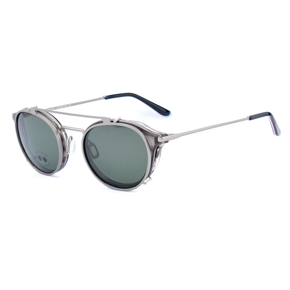 Vuarnet Gray Stainless Steel Frames with clip-on sunglasses, unisex design, ideal for sun protection, category 3 lenses.