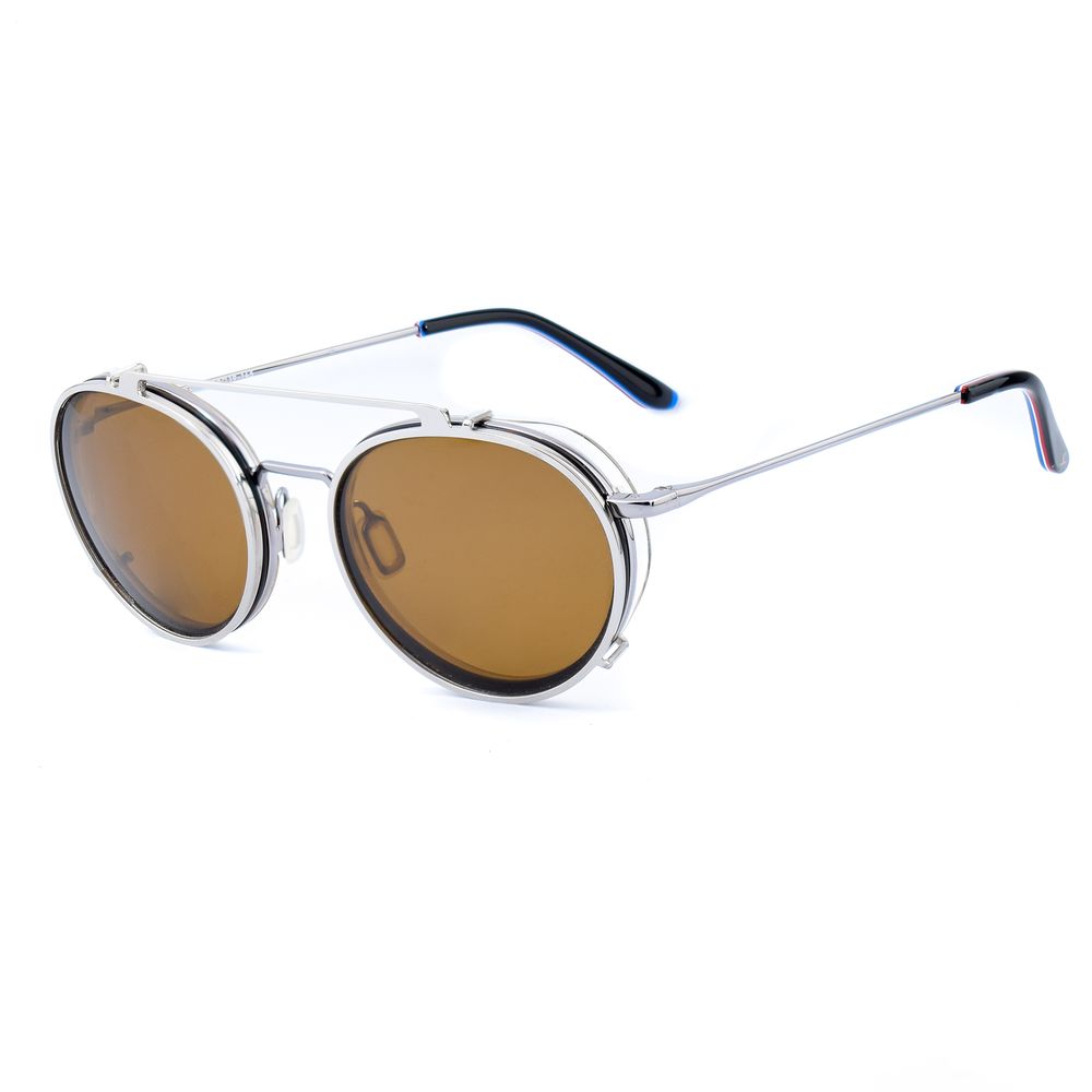 Vuarnet Gray Stainless Steel Frames with brown clip-on lenses for sun protection, sleek design, model VL18080002SUN.