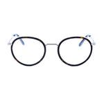 Vuarnet Gray Stainless Steel Frames with clip-on sunglasses attachment, round lenses, and brown accents, for sun protection.