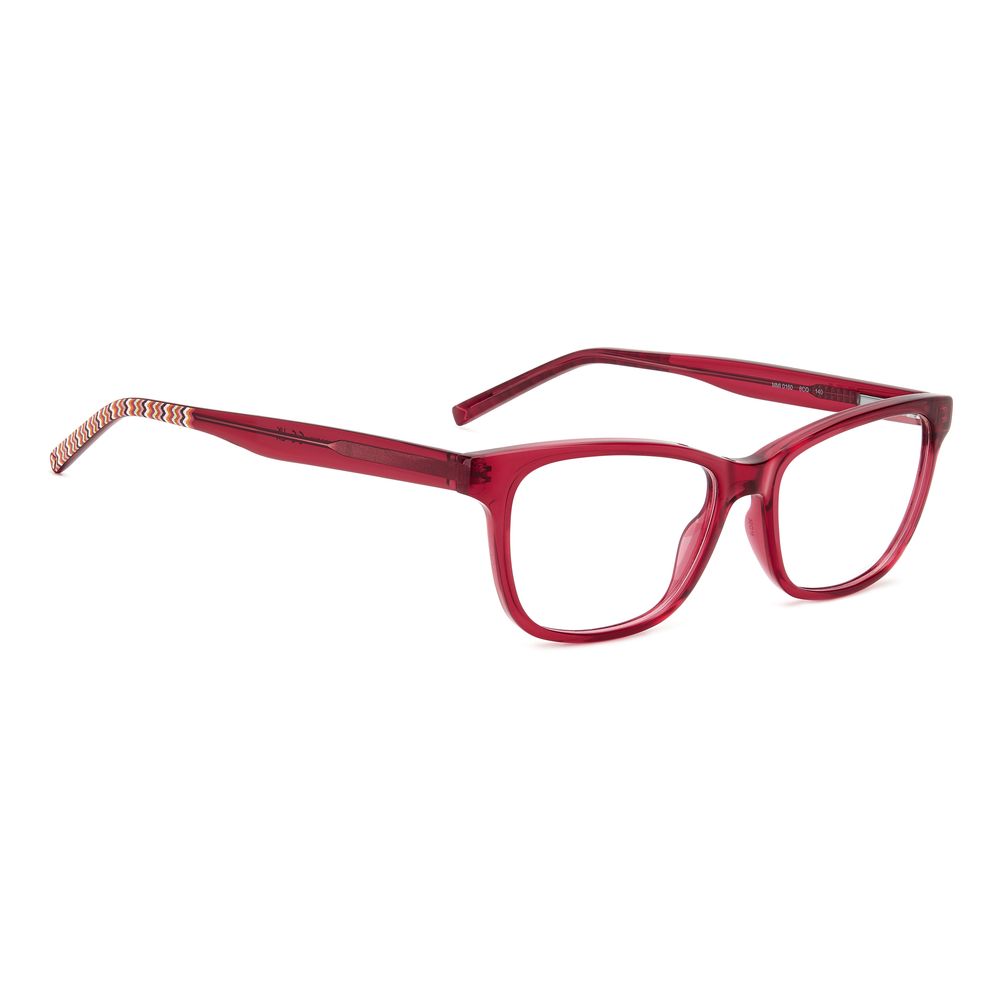 M Missoni Red Acetate Frames for women, 52/16/140 mm, stylish rectangular glasses, vibrant red color, acetate material.