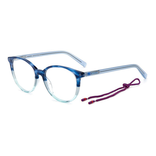 M Missoni Blue Acetate Frames featuring a stylish blue horn design, model MMI-0011-38I with dimensions 51/17/140 mm for women.