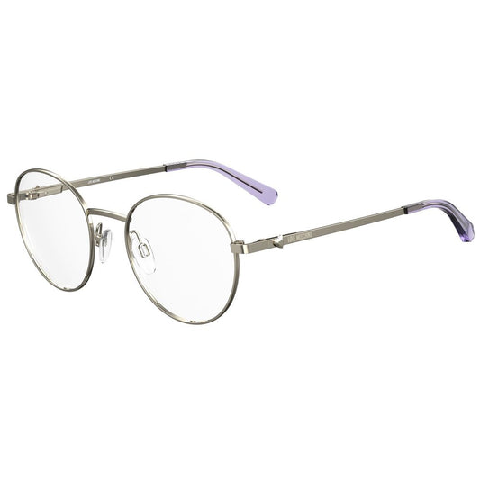 Love Moschino Purple Metal Frames, women's lilac glasses with round lenses, MOL581-789, size 51/20/140 mm, elegant metal design