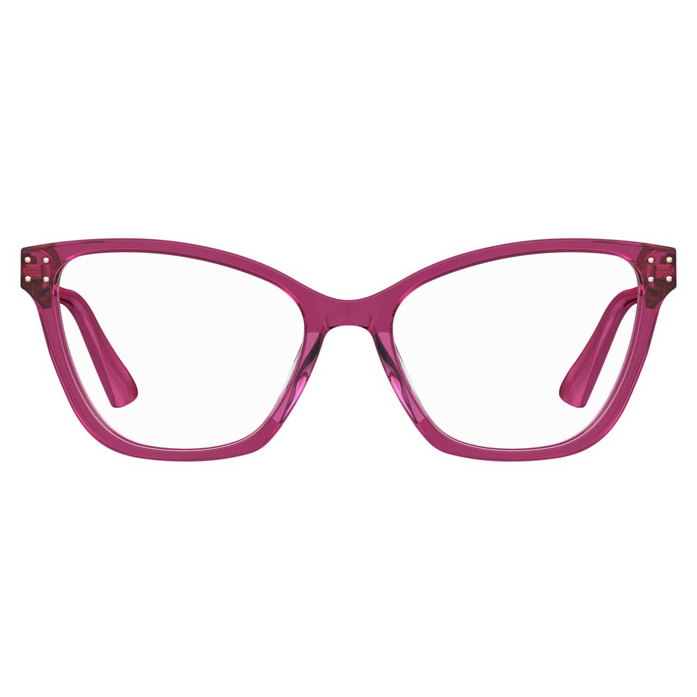 Moschino Fuchsia Acetate Frames for women in vibrant fuchsia with lens/bridge/temple measurements of 54/17/140mm.