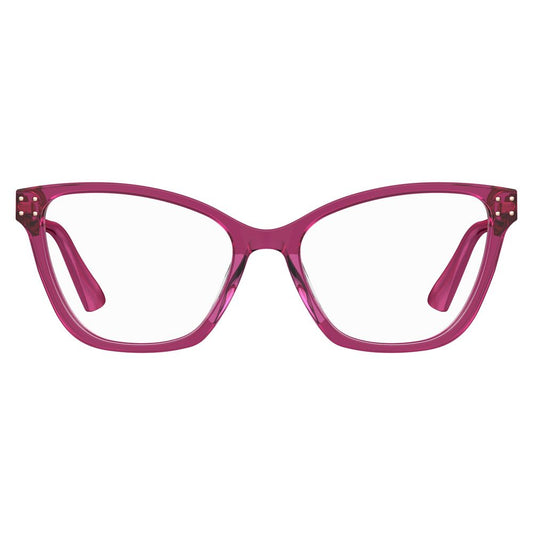Moschino Fuchsia Acetate Frames for women in vibrant fuchsia with lens/bridge/temple measurements of 54/17/140mm.
