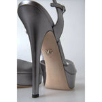 Dolce & Gabbana Silver Leather Platform Heels Sandals Shoes