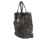 Dolce & Gabbana Black Oversize Faux Fur Shopping Tote Bag BAG1649