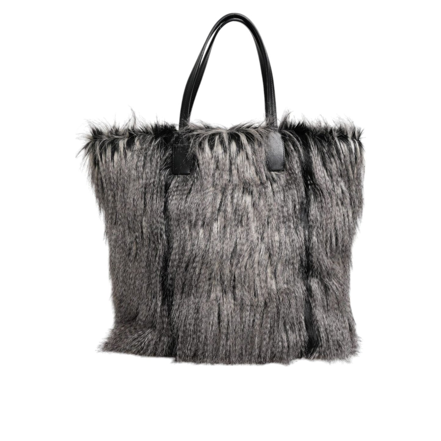 Dolce & Gabbana Black Oversize Faux Fur Shopping Tote Bag BAG1649