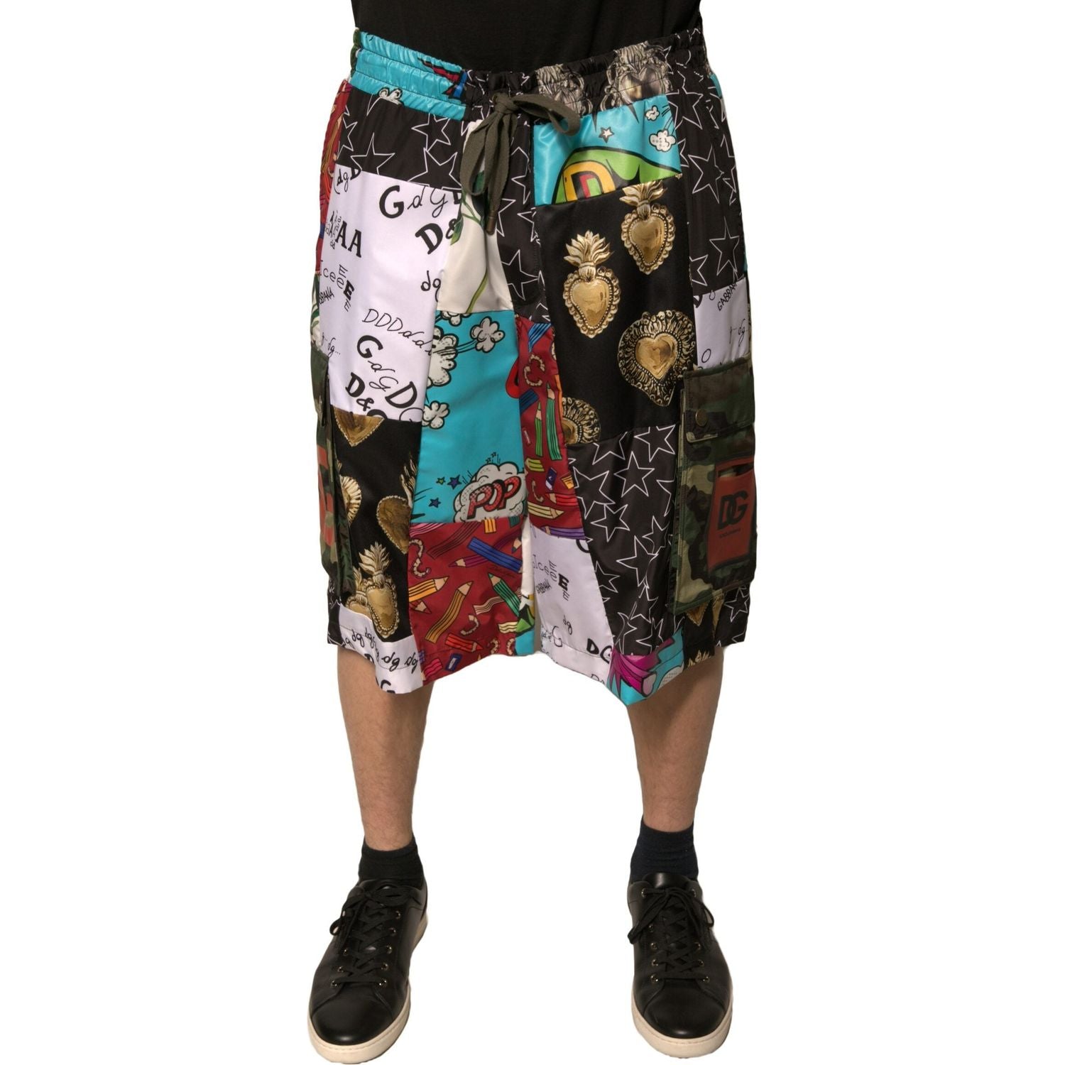 Dolce & Gabbana Multicolor Patchwork Cargo Bermuda Shorts