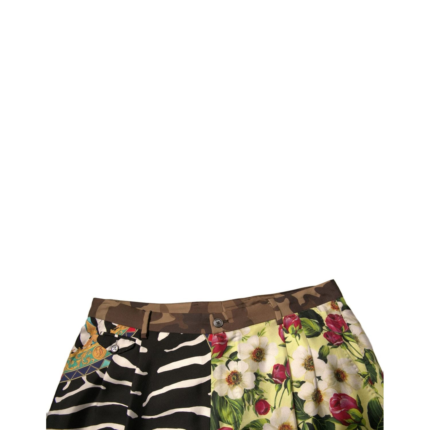 Dolce & Gabbana Multicolor Patchwork Silk Men Chino Shorts