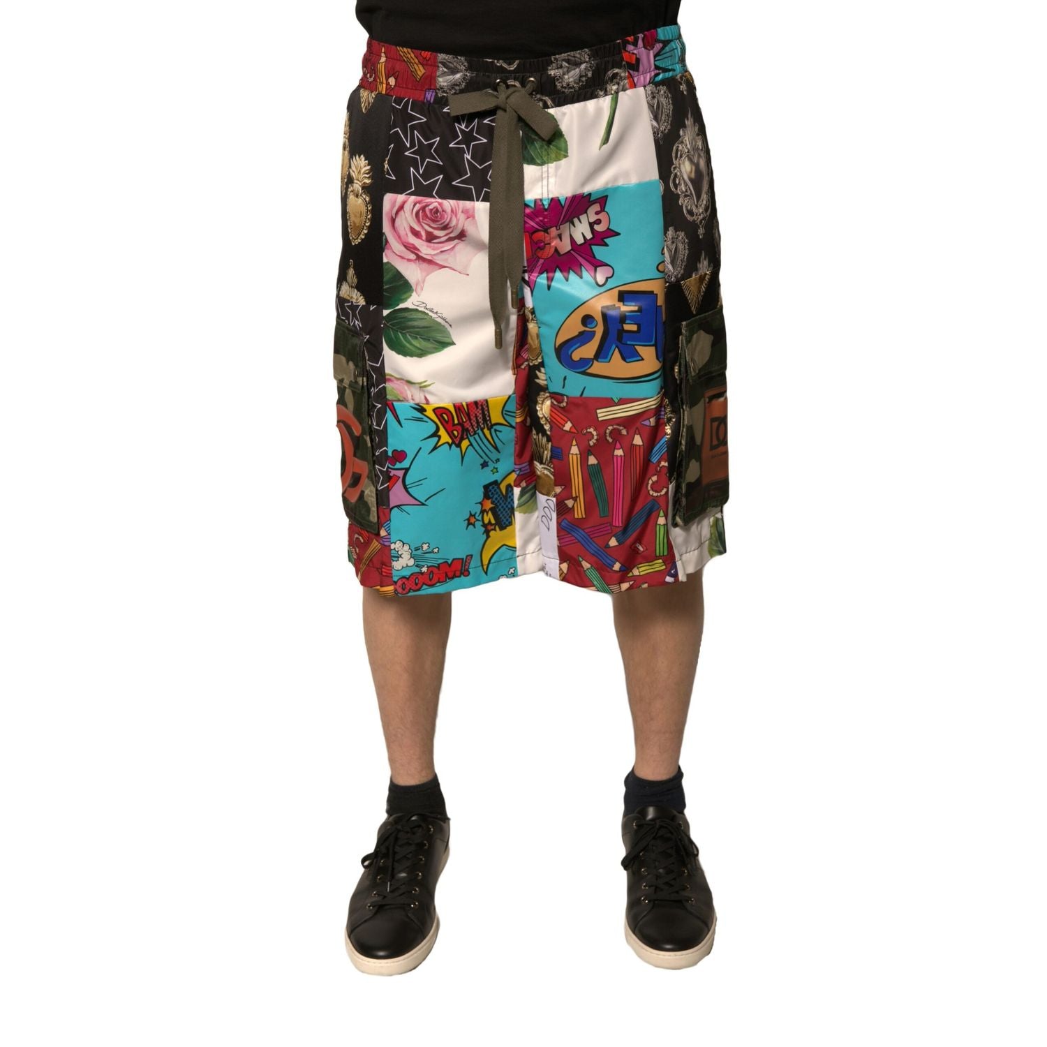 Dolce & Gabbana Multicolor Patchwork Cargo Bermuda Shorts