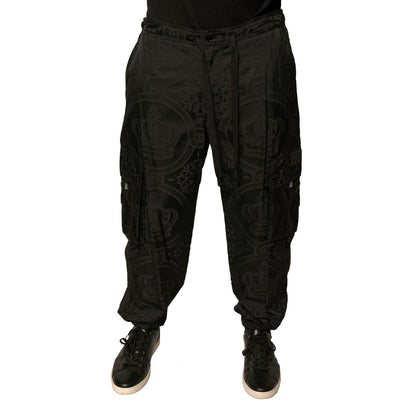 Dolce & Gabbana Black Crown Nylon Jogger Sweatpants Pants