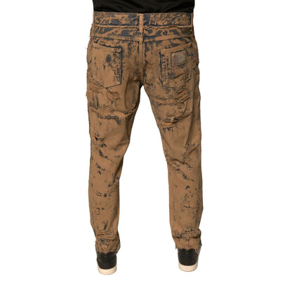 Dolce & Gabbana Brown Tattered Cotton Skinny Denim Jeans