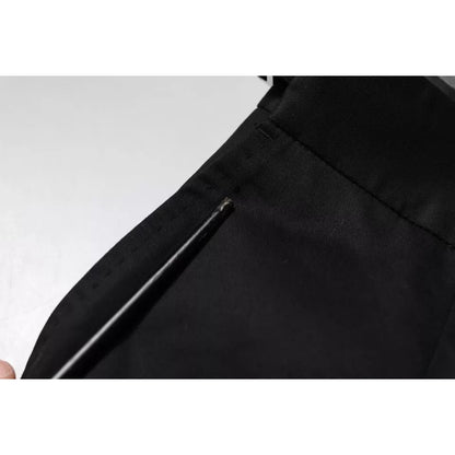 Dolce & Gabbana Black Cotton Tapered Formal Dress Pants