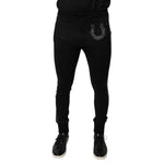 Dolce & Gabbana Black Horseshoe Embellished Wool Slim Fit Pants