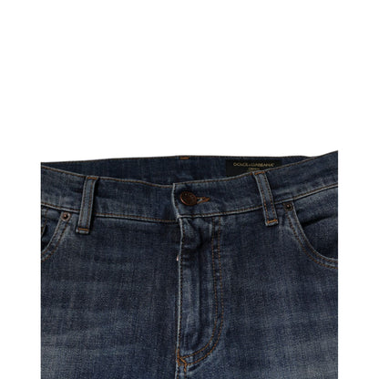 Dolce & Gabbana Blue DG Crown Logo Cotton Skinny Denim Jeans