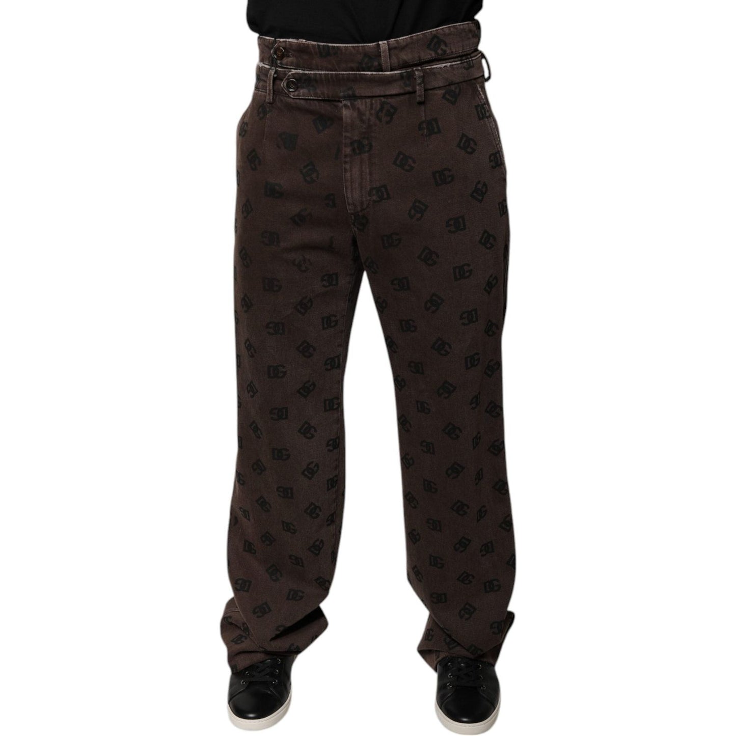 Dolce & Gabbana Brown Logo Cotton Straight Denim Jeans PAN75830-48