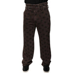Dolce & Gabbana Brown Logo Cotton Straight Denim Jeans PAN75830-48