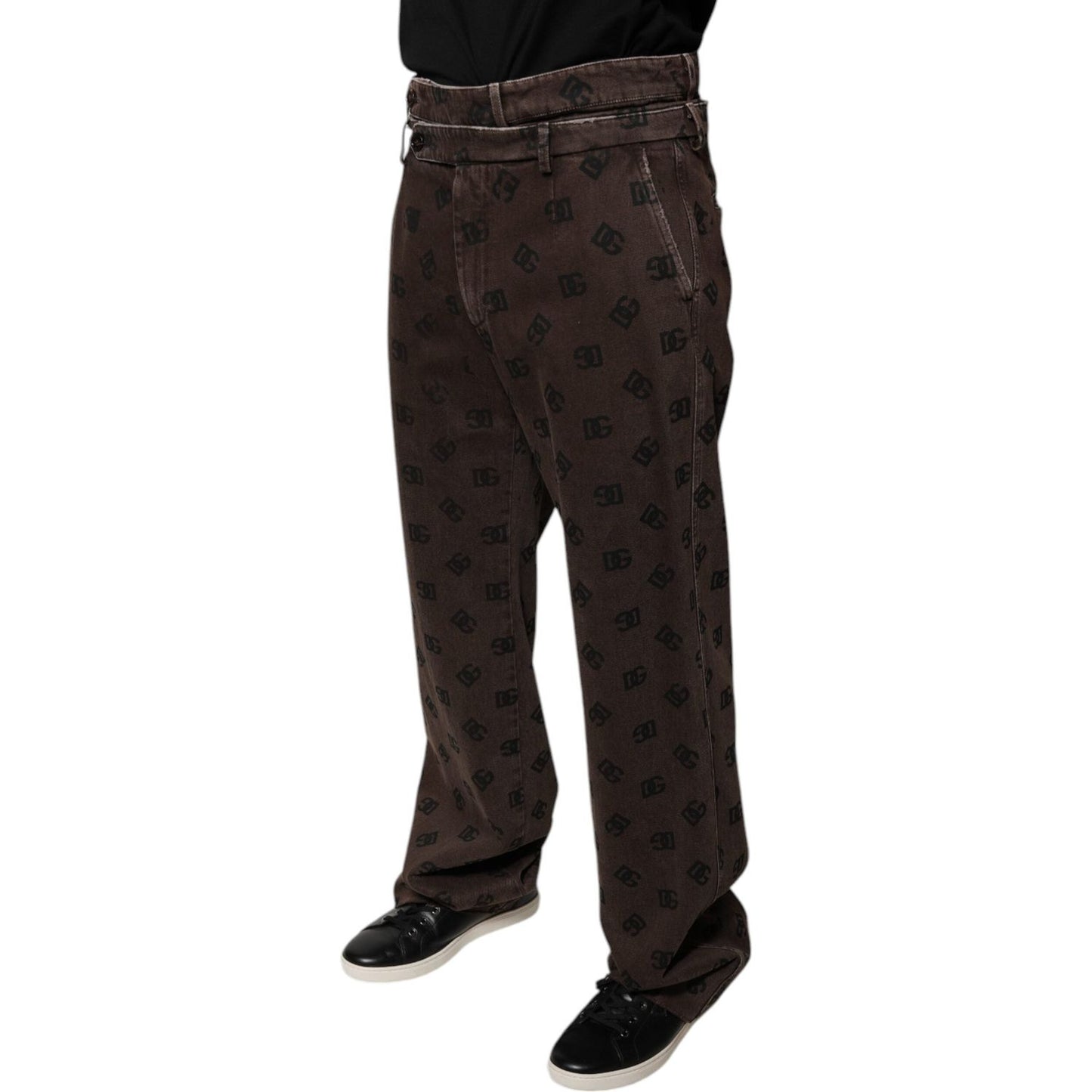 Dolce & Gabbana Brown Logo Cotton Straight Denim Jeans PAN75830-48