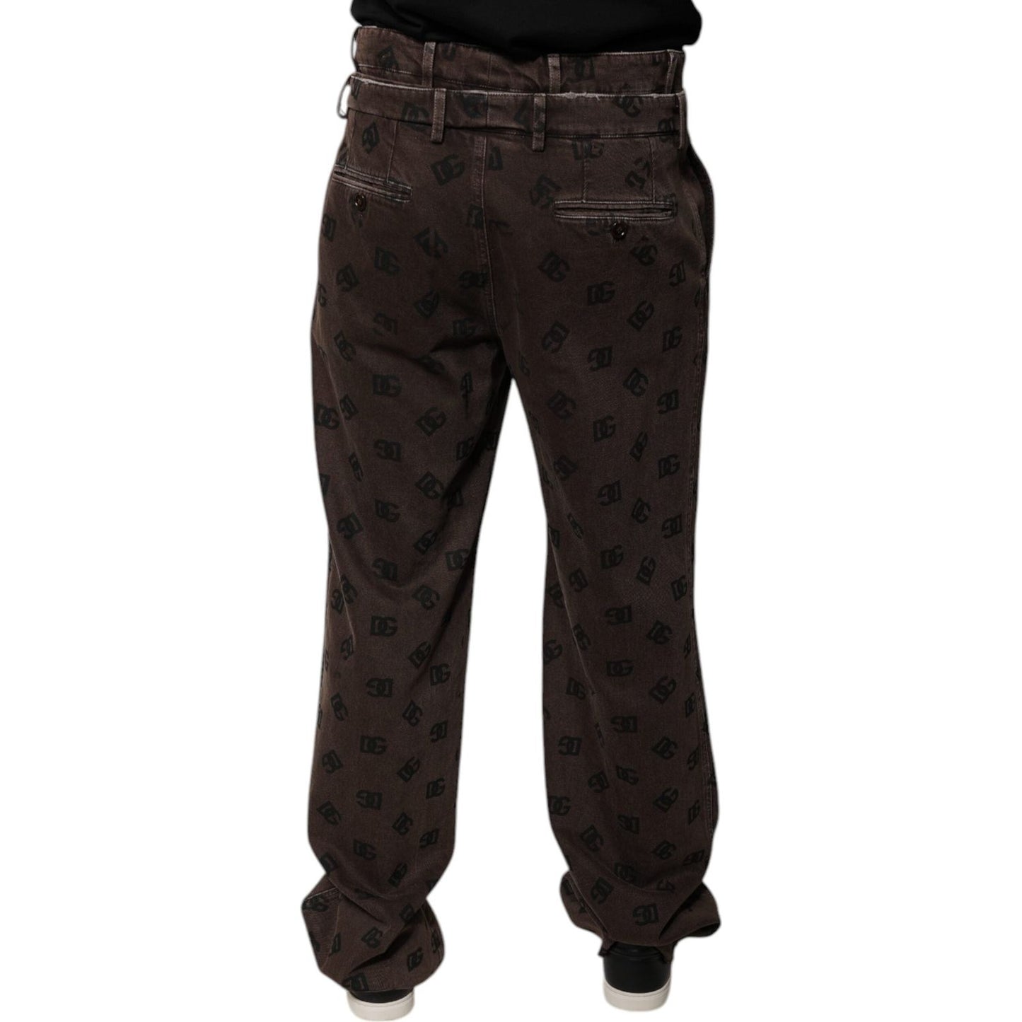 Dolce & Gabbana Brown Logo Cotton Straight Denim Jeans PAN75830-48