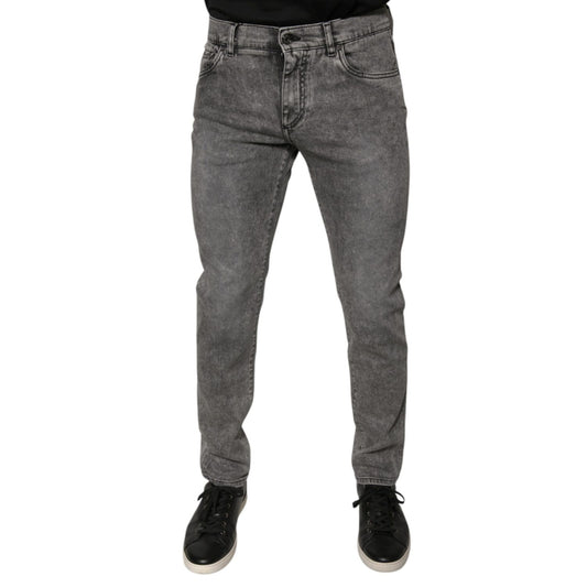 Dolce & Gabbana Gray Washed Cotton Skinny Denim Jeans