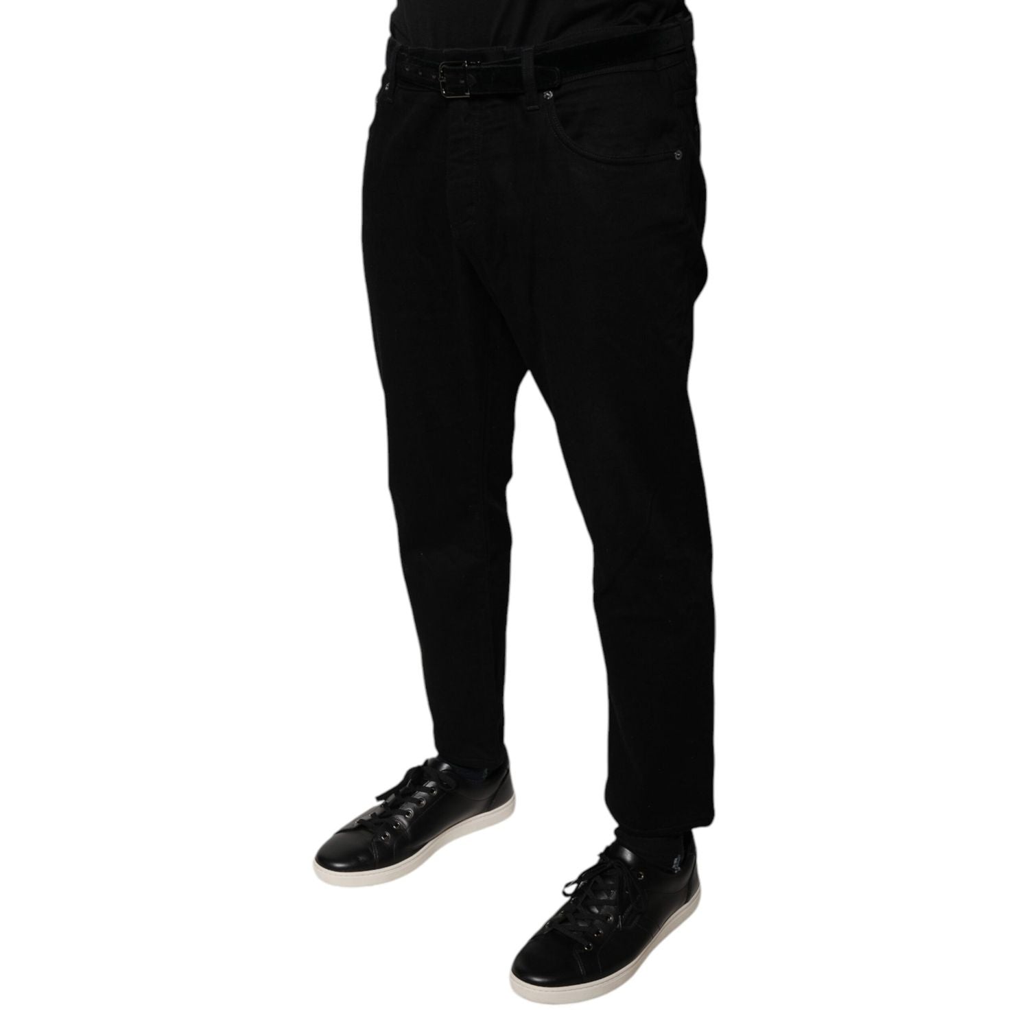 Dolce & Gabbana Black Cotton Stretch Logo Skinny Denim Jeans