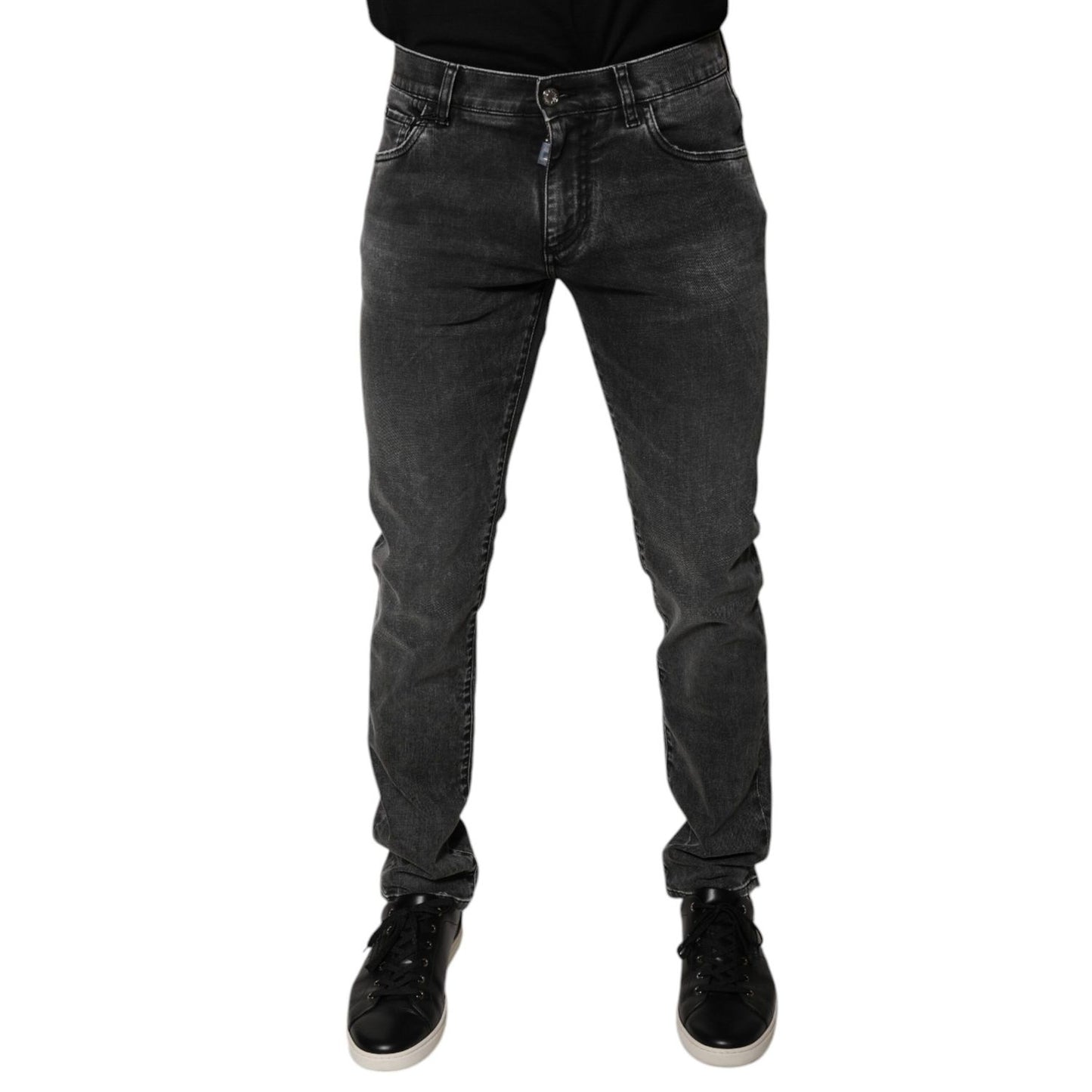 Dolce & Gabbana Black Logo Cotton Stretch Skinny Denim Pants