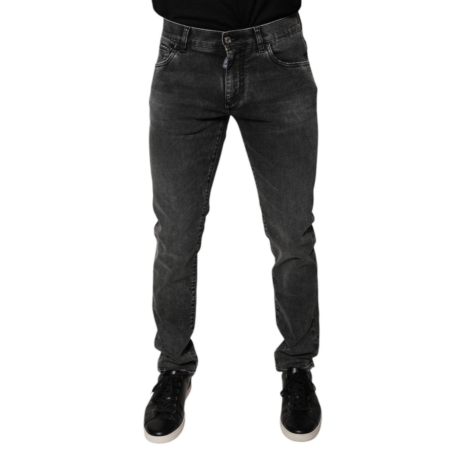Dolce & Gabbana Black Logo Cotton Stretch Skinny Denim Pants
