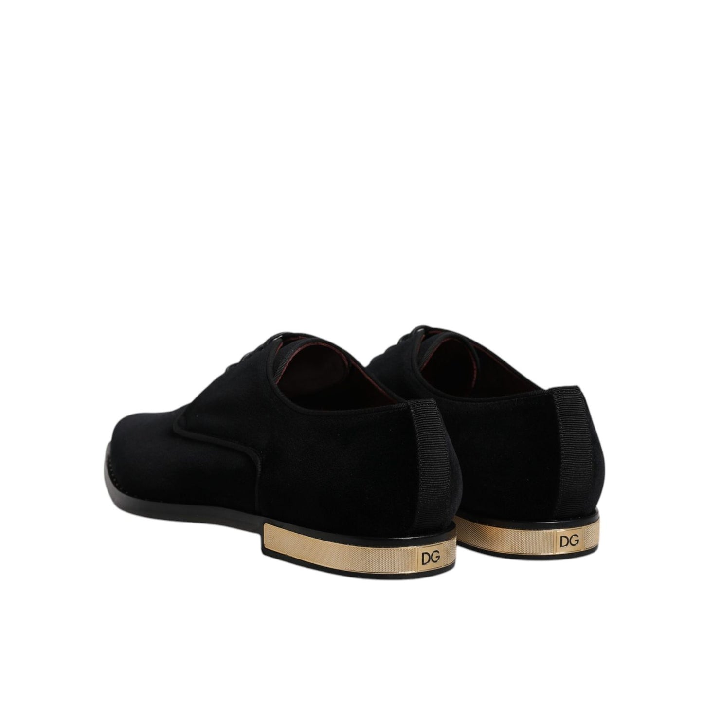 Dolce & Gabbana Black Velvet Cotton Lace Up Derby Shoes