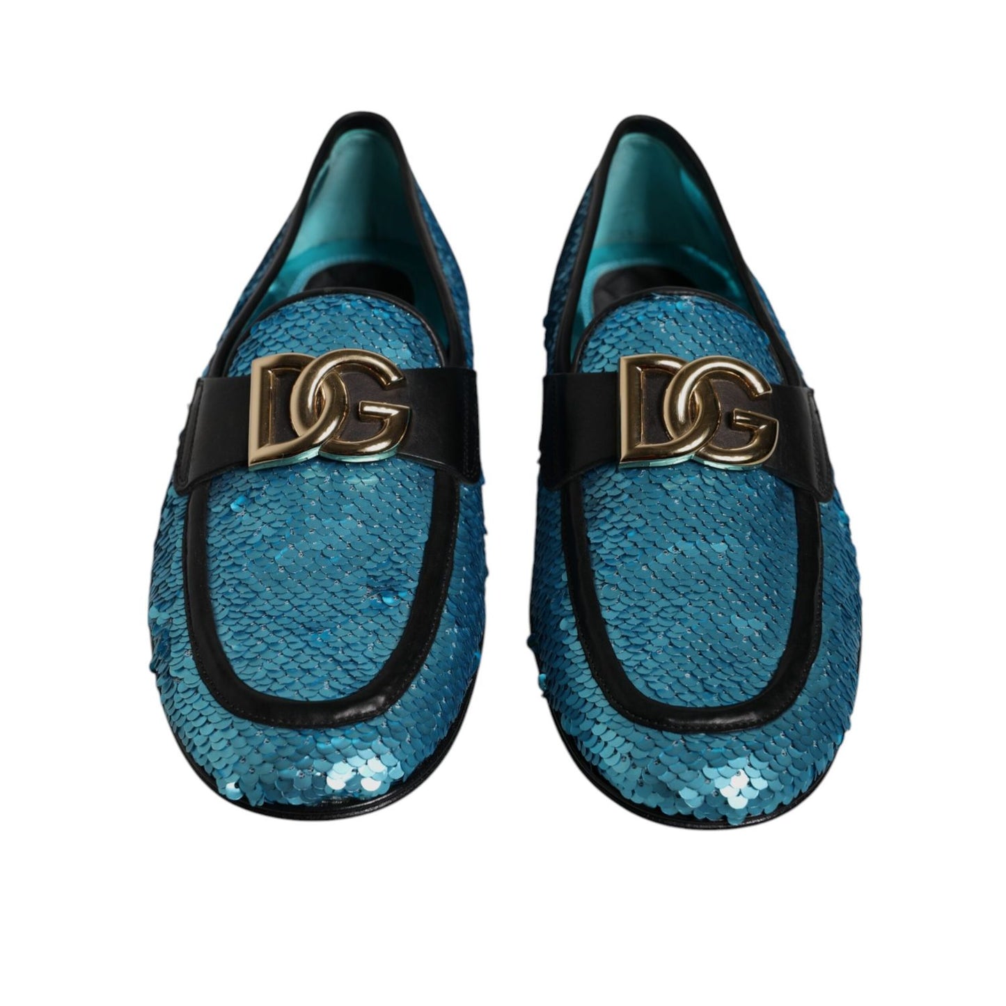 Dolce & Gabbana Blue Sequined Loafers Formal Dress Shoes