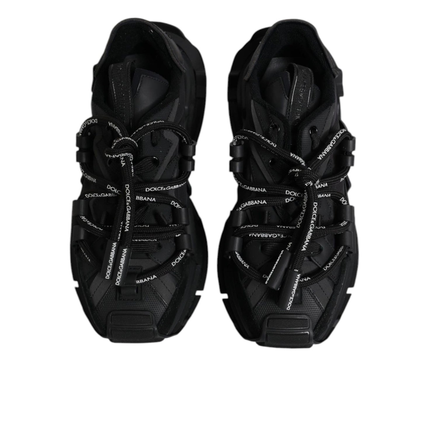Dolce & Gabbana Black Low Top Space Lace Up Sneakers Shoes