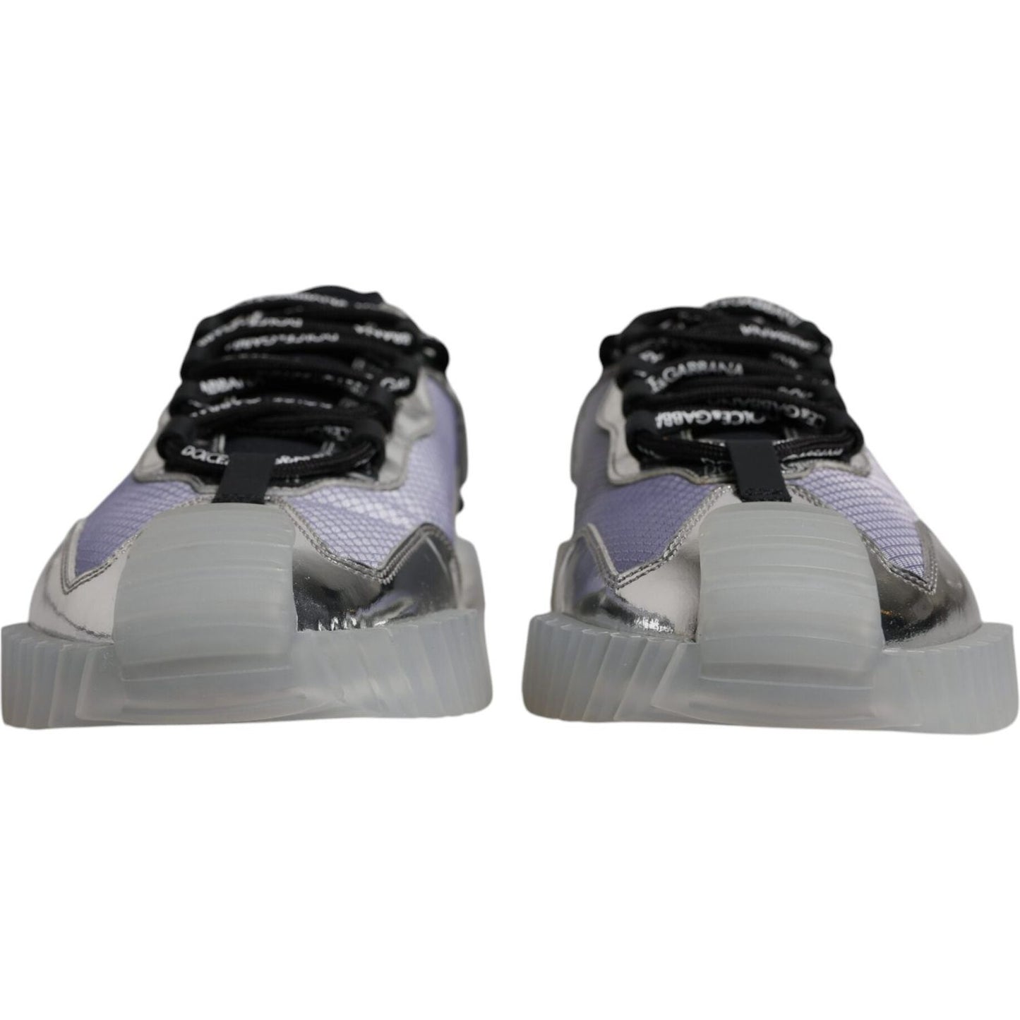Dolce & Gabbana Silver Black Nylon NS1 Low Top Sneakers Shoes