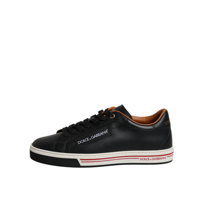 Dolce & Gabbana Black Leather Low Top Men Sneakers Shoes