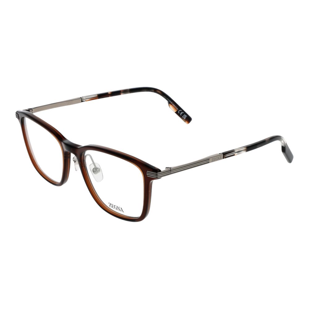 Ermenegildo Zegna Brown Plastic & Titanium Glasses (Frames)