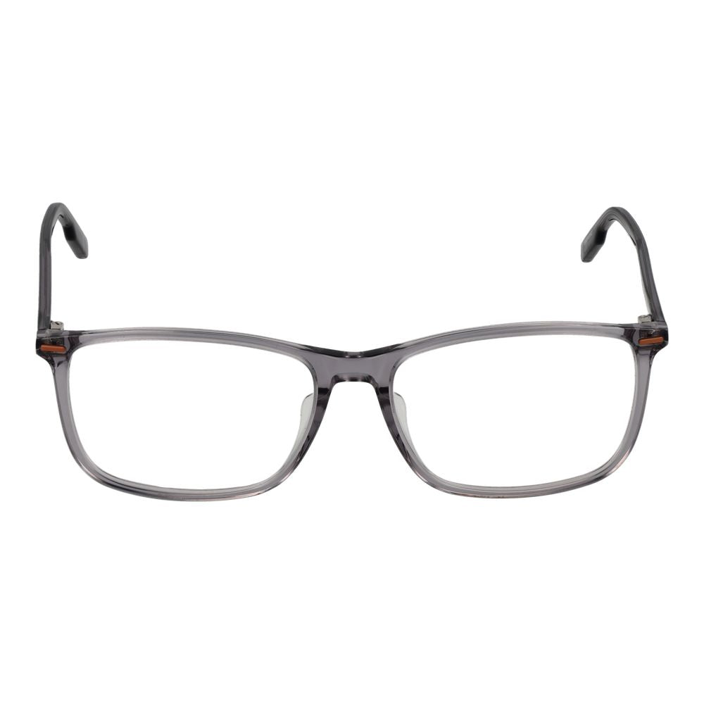 Ermenegildo Zegna Gray Men Glasses Frame, acetate full-rim, 57-16-145 size, rectangle style, demo plastic lenses, includes branded case.