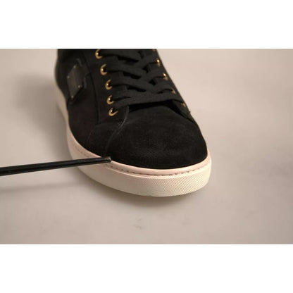 Dolce & Gabbana Black Logo Suede Leather Men Sneakers Shoes