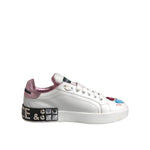 Dolce & Gabbana White Sequined Crystal Low Top Sneakers Shoes