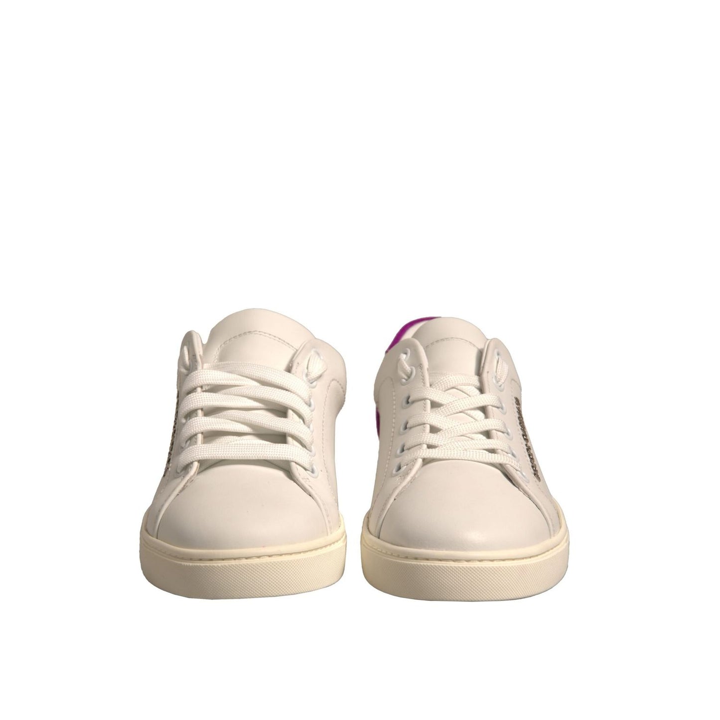 Dolce & Gabbana White Suede Leather Low Top Sneakers Shoes