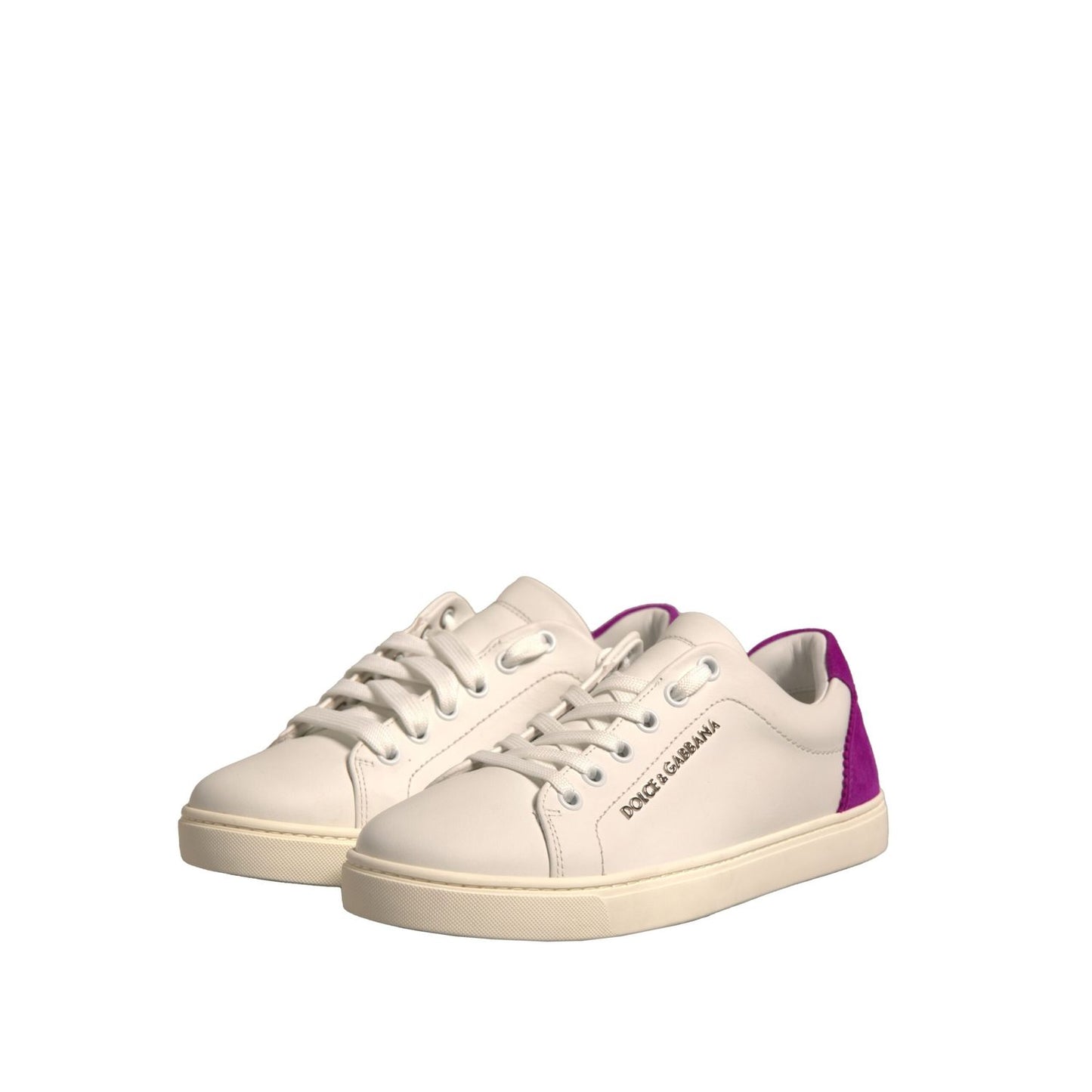 Dolce & Gabbana White Suede Leather Low Top Sneakers Shoes