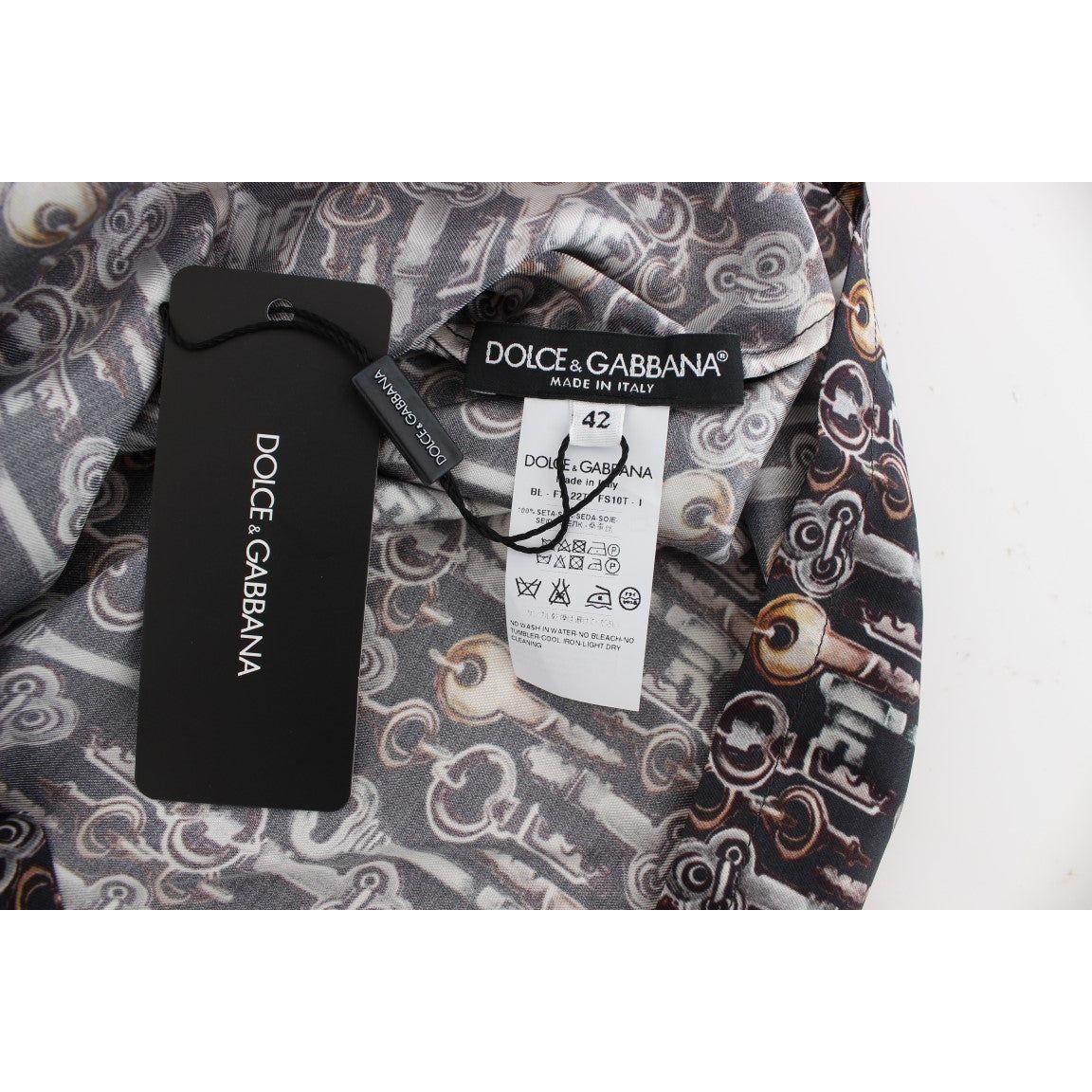 带钥匙印花的迷人西西里真丝衬衫